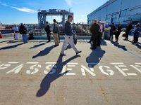 1008280152 ma nb NantucketFerry  Passengers wait to take the maiden voyage of the Seastreak Whaling City Express ferry service from New Bedford's State Pier to Nantucket.   PETER PEREIRA/THE STANDARD-TIMES/SCMG : ferry, waterfront, voyage, trip, harbor